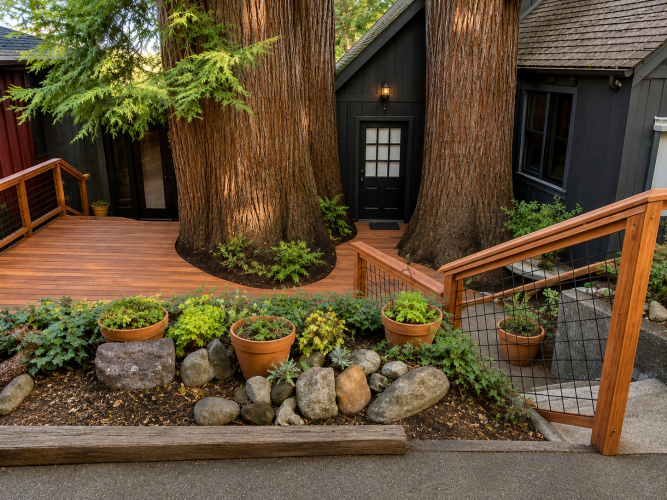 Classic Redwood Outdoor Living Deck