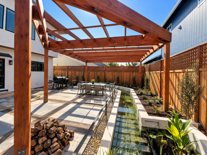 Custom Contemporary Backyard Pergola