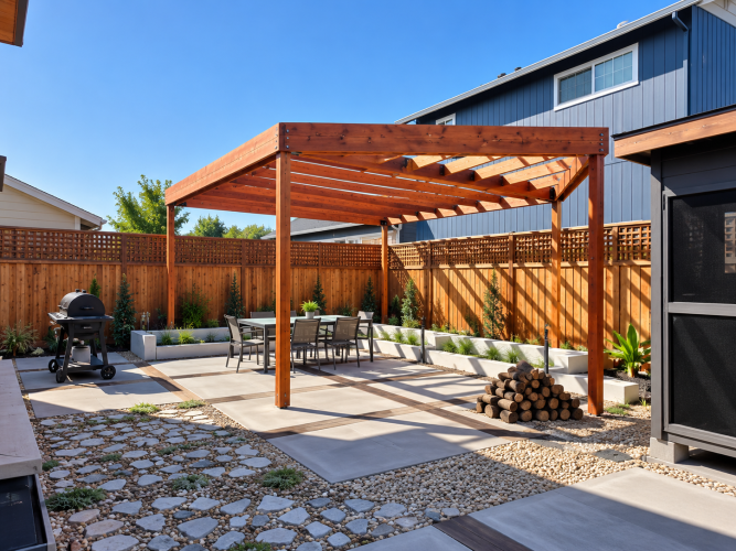 Custom Contemporary Backyard Pergola