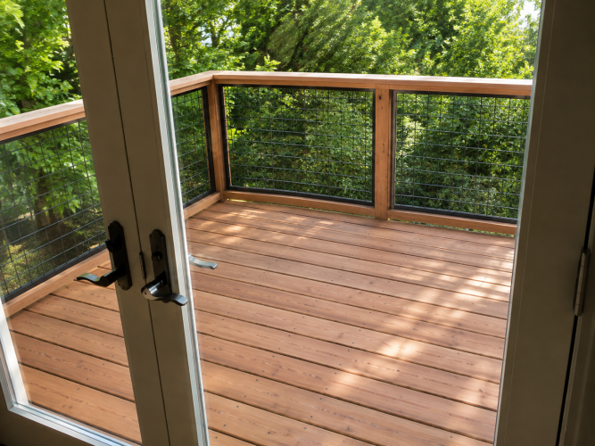 Redwood Deck with Hog Wire Handrails